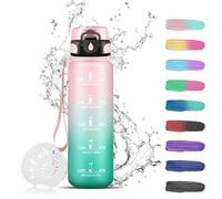 Bouteille d'eau réutilisable Ibenzoa® de 500 ml, avec indicateur de temps et filtre, en plastique de qualité alimentaire, étanche, avec bouchon à une main, pour enfants et adultes