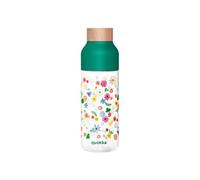 Quokka Bouteille d'eau réutilisable ICE FLOWER STRIPES 720 ml Ecozen bouchon bois motif floral vert