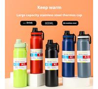 Bouteille d'eau thermique en acier inoxydable, flacon sous vide de Sport de 600/800/1000ML, tasse isolée pour voiture, garde le froid et la chaleur, tasse thermique de voyage Silver
