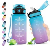 Bouteille d'eau Unyqoos® 500 ml – Bouteille légère et étanche pour enfants, avec paille, indicateurs de temps et bouchon de sécurité, fabriquée en plastique de qualité alimentaire