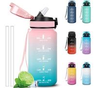 Bouteille d'eau Unyqoos® 500 ml – Étanchéité parfaite avec paille, indicateur de temps, couvercle à un clic et joint en silicone, bandoulière rotative à 360°, température d'utilisation de -10°C à 80°C