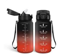 Bouteille d'eau Unyqoos® de 500 ml avec paille, indicateur de temps et ouverture à une main – Fabriquée en plastique sans BPA, avec un couvercle rabattable étanche, idéale pour l'école et le sport