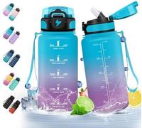 Bouteille d'eau Unyqoos® de 500 ml avec paille, indicateurs de temps et étanche à 360° – Fabriquée en plastique sans BPA, avec joint en silicone, couvercle rabattable, utilisable de -10°C à 80°C, idéa