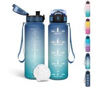 Bouteille d'eau Unyqoos® pour enfants, 500 ml, sans BPA, avec indicateurs de temps et citations motivantes, couvercle anti-fuite, bouton-poussoir à une main, adaptée aux boissons gazeuses