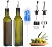 Bouteille d'huile d'olive en verre - EVERWOL - 500 ml - Lot de 2 bouteilles - Bec verseur anti-salissure