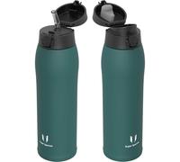 Bouteille en acier inoxydable, 350-950 ml, sans BPA, étanche, isotherme, avec 2 bouchons, vert foncé