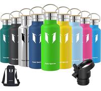 Bouteille en acier inoxydable, 500 ml, vert pomme, étanche, sans BPA, avec 2 bouchons