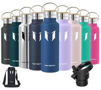Bouteille en acier inoxydable de 620 ml, couleur cobalt, étanche, sans BPA, thermos avec 2 bouchons