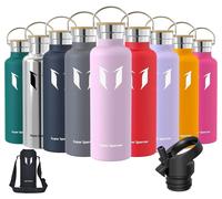 Bouteille en acier inoxydable de 750 ml, motif fleurs de cerisier, sans BPA, avec 2 bouchons. Thermos