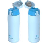 Bouteille en acier inoxydable, gobelet isotherme de 500 ml, bleu clair, sans BPA, étanche, avec 2 couvercles