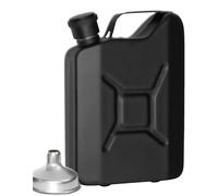 Bouteille en acier inoxydable, style bidon d'essence, format poche, bouteille à boire, bouteille de gin, idée cadeau originale présentée dans une boîte cadeau, 150 ml, noire