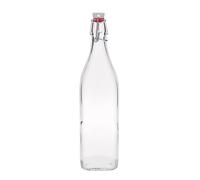 Bouteille en verre 1 000 ml « Swing », carrée, ouverture : fermeture à levier