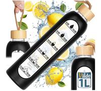 Bouteille en verre 1L - Sans marque - Avec housse silicone noire - Résistante et étanche