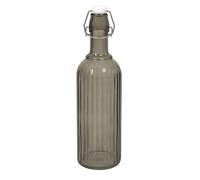 Bouteille en verre avec bouchon à étrier, 1 litre, avec motif rainuré et bouchon hermétique, réutilisable, bouteille d'eau, carafe ou bouteille de jus, noir mat
