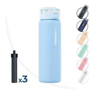 Bouteille en verre filtrante Wessper ActiveMax Clarti Glass sans BPA 680 ml - Bleu + 3x cartouche filtrante