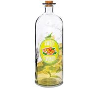 Bouteille en verre pour limonade - VILDE - 1 l - 27x9 cm - Motif citron - Bouchon hermétique - Décorative