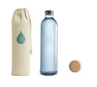 Bouteille en verre recyclé Omwater Gratitude 1,2 L sans métal lourd avec capuchon hermétique et housse résistante en chanvre/coton pour voyager, aller à la salle de sport, au bureau, à la plage