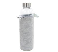 Bouteille en verre transparent Yoko Design, 500 ml, avec pochette grise en néoprène