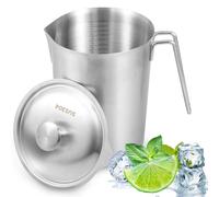Bouteille graduée en acier inoxydable de 2000 ml, avec couvercle et graduation fine