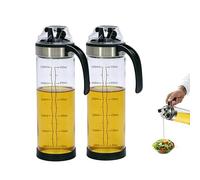 Bouteille Huile et Vinaigre 2 x 550ml, Bouteille Huile Olive Bec Verseur | Distributeur Huile d'Olive avec Couvercle Anti-Poussière, Poignée, Graduations et Tapis Antidérapant pour Cuisine et Table