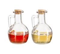Bouteille huile et vinaigre lot de 4 avec bouchon de liège rond pour huile & vinaigre 180 ml transparent