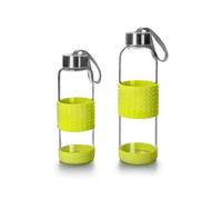 Ibili - Bouteille en Verre Sky, 500 ml, Vert, Borosilicate, Réutilisable, Protection Anti-Choc