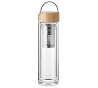 Bouteille Infuseur Verre Double Paroi 400 ml - Couvercle Bambou - Thé & Fruits - Gourde Isotherme Design - Chaud & Froid