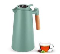 Bouteille isotherme 1 l avec affichage de la température LED, cafetière isolée sous vide en double insert en verre, 12 h chaud/24 h froid, bouteille isotherme anti-fuite, une simple pression sur un
