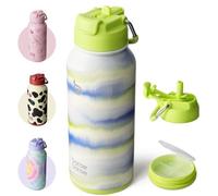 Bouteille isotherme 1 L avec tige en verre – Bouteille de sport pour la salle de sport, avec compartiment à médicaments, sans BPA, à double paroi (résistante aux conditions tropicales)