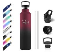 Bouteille Isotherme 1L, Gourde avec en Paille, Acier Inoxydable, Gourde Inox sans BPA, Étanche et Réutilisable, Bouteille Isotherme pour Enfant, Adultes, Extérieur, Camping, Cyclisme