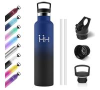 Bouteille Isotherme 1L, Gourde avec en Paille, Gourde Acier Inoxydable, Bouteille Inox sans BPA, Étanche et Réutilisable, pour Enfant, Adultes, Extérieur, Camping, Cyclisme, Bureau, Randonnée