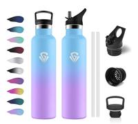 Bouteille Isotherme 1L, Gourde Inox avec Paille, Anti-Fuite, Gourde Acier Inoxydable à Double Paroi Isolée, sans BPA, Gourde Réutilisable pour Enfant, Adultes, Sport, Voyage, École, Cyclisme