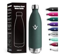 Bouteille Isotherme 1L, Métal Durable, Réutilisable, Bouteille d'eau sans BPA, Isolant sous Vide à Double Paroi, Gourde Isotherme Étanche pour École, Sport, Bureau, Gym, Yoga, Camping, Randonnée