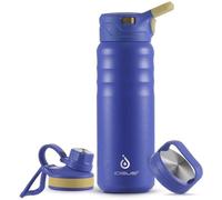 Bouteille isotherme, 710 ml, acier inoxydable, double paroi, bouchon à vis, étanche, finition métallique, bouteille de sport, 24 oz, bleue