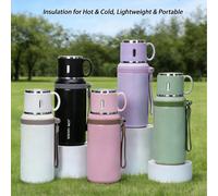 Bouteille isotherme à double effet de grande capacité 600 ml, en acier inoxydable 304, maintien de la température toute la journée, accessoire indispensable pour l'extérieur, bouteille d'eau de campin
