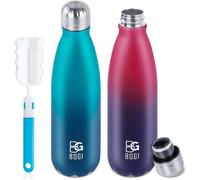 Bouteille isotherme à double paroi, lot de 2, sans BPA, avec étui en acier inoxydable soudé et stable, pour enfants, pour l'école, le vélo et le sport.