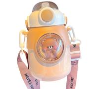 Bouteille isotherme | Belle bouteille d'eau en acier inoxydable avec paille - Bouteilles en acier inoxydable isolées sous vide avec sangle, réutilisable, anti-fuite, sans BPA pour salle de sport, Re