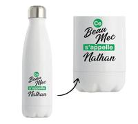 Bouteille Isotherme Ce beau mec sappelle Nathan - Bottle - Idée Bouteille Isotherme Cadeau Anniversaire Fête Original Famille Travail Départ Collègue Retraite Noël.