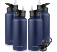 Bouteille isotherme de sport 1 L, sans BPA, étanche, à isolation sous vide, pour boissons gazeuses, idéale pour le sport, les voyages et le camping (lot de 4)
