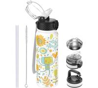 Bouteille isotherme de sport en acier inoxydable 600 ml/20 oz, étanche, sans BPA, avec poignées