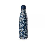 Bouteille isotherme double paroi en Inox Qwetch Flowers bleu nuit 500 ml