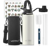 Bouteille isotherme en acier 40 oz, bouteille à double paroi sous vide avec 2 couvercles, bouteille de sécurité 1 200 ml, bouteille à double paroi en métal, bouteille de sport pour le sport et l'école