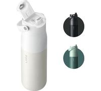 Bouteille isotherme en acier inoxydable 1 L - Goulot large | Garde l'eau fraîche | Bouteille isotherme sans BPA | Bouteille de voyage et de sport | Granit blanc
