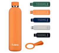 Bouteille isotherme en acier inoxydable, 1 litre, couleur orange. Thermos avec poignée en silicone. Maintien du froid pendant 24 heures / maintien au chaud pendant 12 heures.