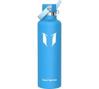Bouteille isotherme en acier inoxydable, 1000 ml, couleur bleu ciel, sans BPA, avec paille