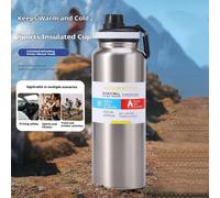 Bouteille isotherme en acier inoxydable 600/800/1000 ml - Tasse thermos d'extérieur - Garde au froid et au chaud - Mug thermique de voyage - Flasque sous vide Blue With Cup Bag