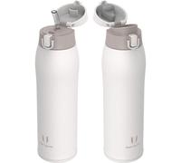 Bouteille isotherme en acier inoxydable, 950 ml, couleur beige, sans BPA, étanche, avec 2 couvercles