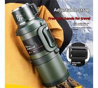 Bouteille isotherme en acier inoxydable - Bouteille isotherme 1,7 l - Isolation sous vide - Avec poignée - Pour le camping et les activités de plein air - Verte