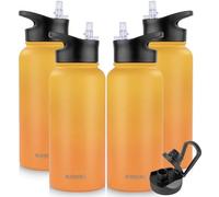 Bouteille isotherme en acier inoxydable de 1 litre avec poignées, sans BPA, étanche, adaptée aux boissons acides, isolation sous vide à double paroi, idéale pour le sport, les voyages et le camping (l