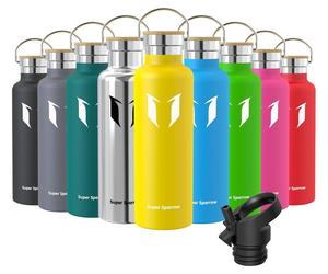 Bouteille isotherme en acier inoxydable Super Sparrow - 750 ml - Thermos anti-fuite, sans BPA - Bouteille d'eau pour enfants, idéale pour les boissons gazeuses, le sport, l'école et le fitness - Livré